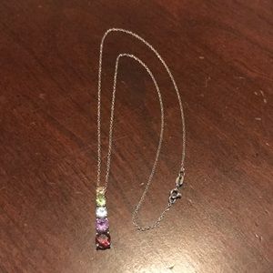 QVC Sterling Multi-Gemstone Graduated Necklace